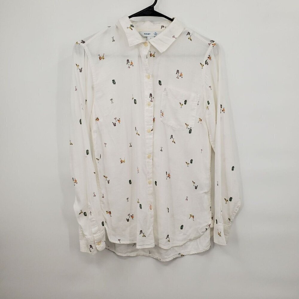 Old Navy Classic Shirt Cocktail Alcohol Longsleeve Button Down Small Women